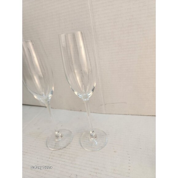 Set Of 2 Crystal Clear Champagne Flutes 9.75" Tall Stemware Glasses For Celebrat - Picture 8 of 9